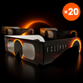 Lunettes d'éclipse solaire certifiées CE / ISO 12312-2 — pack de 20, éclipse du 12 août 2026